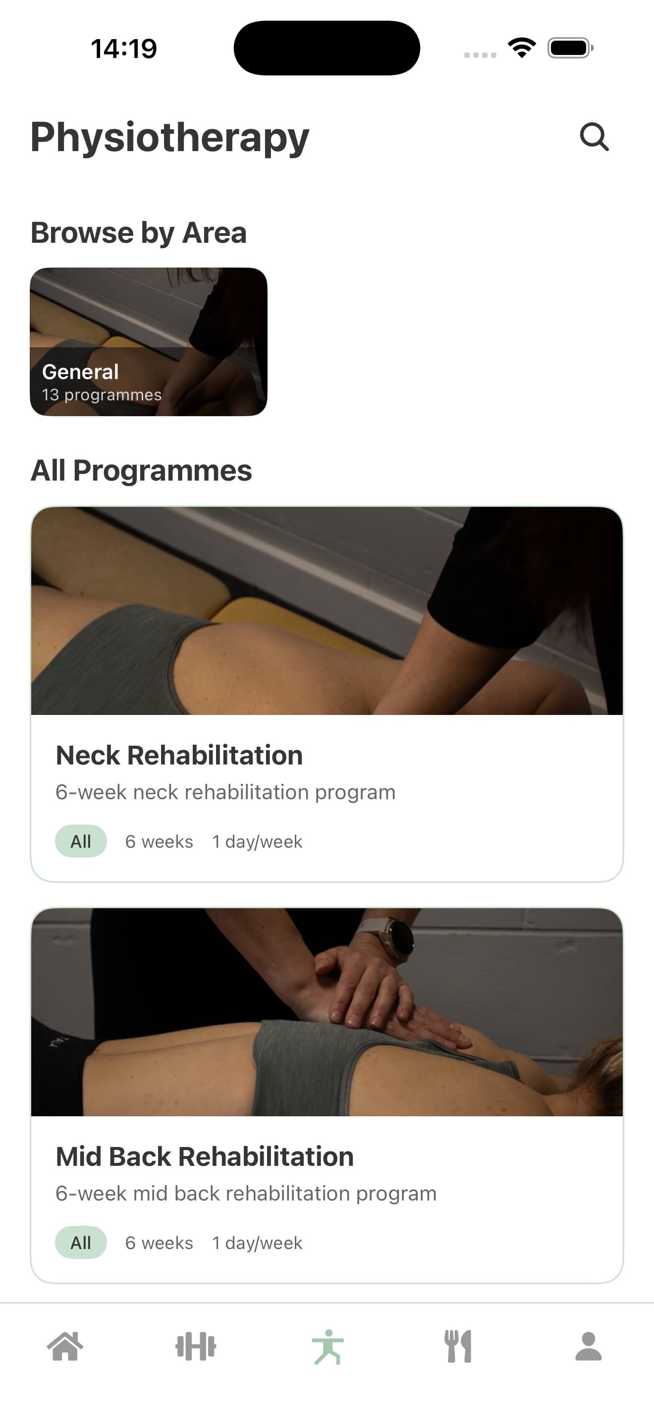 Trilogy Health physiotherapy screen